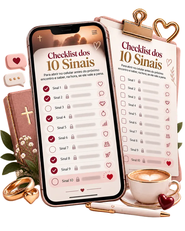 Mockup do Checklist dos 10 Sinais para consultar no celular